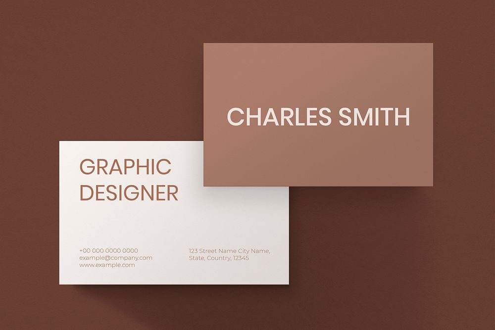 Business card mockup psd in brown with front and rear view
