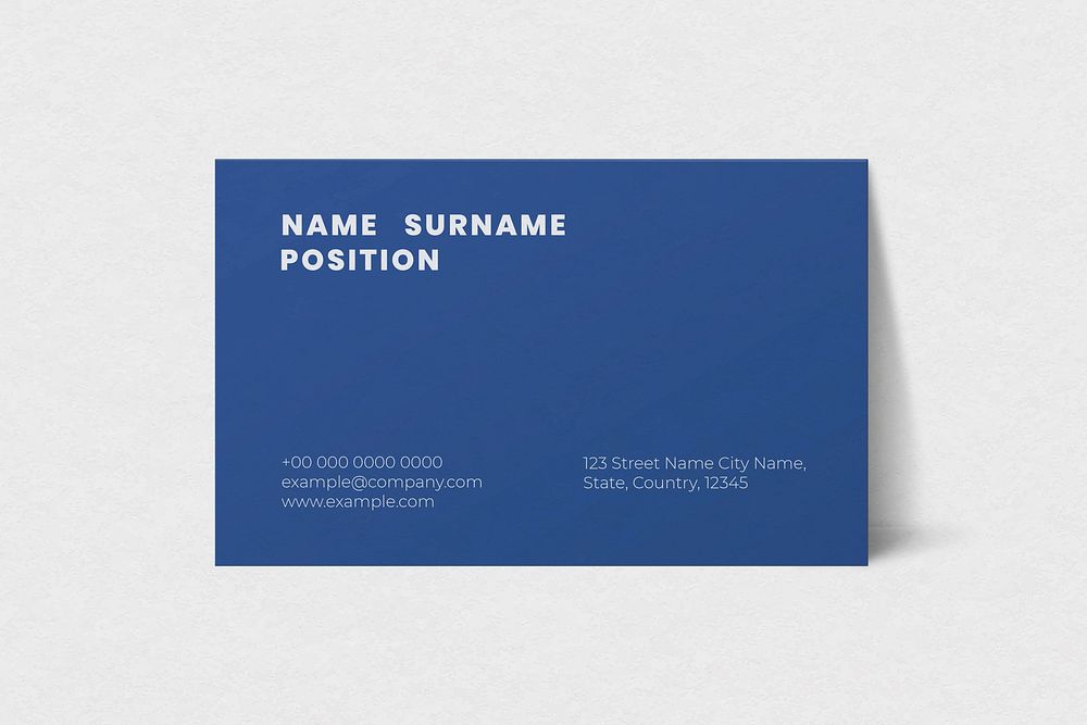 Simple business card mockup vector in blue tone