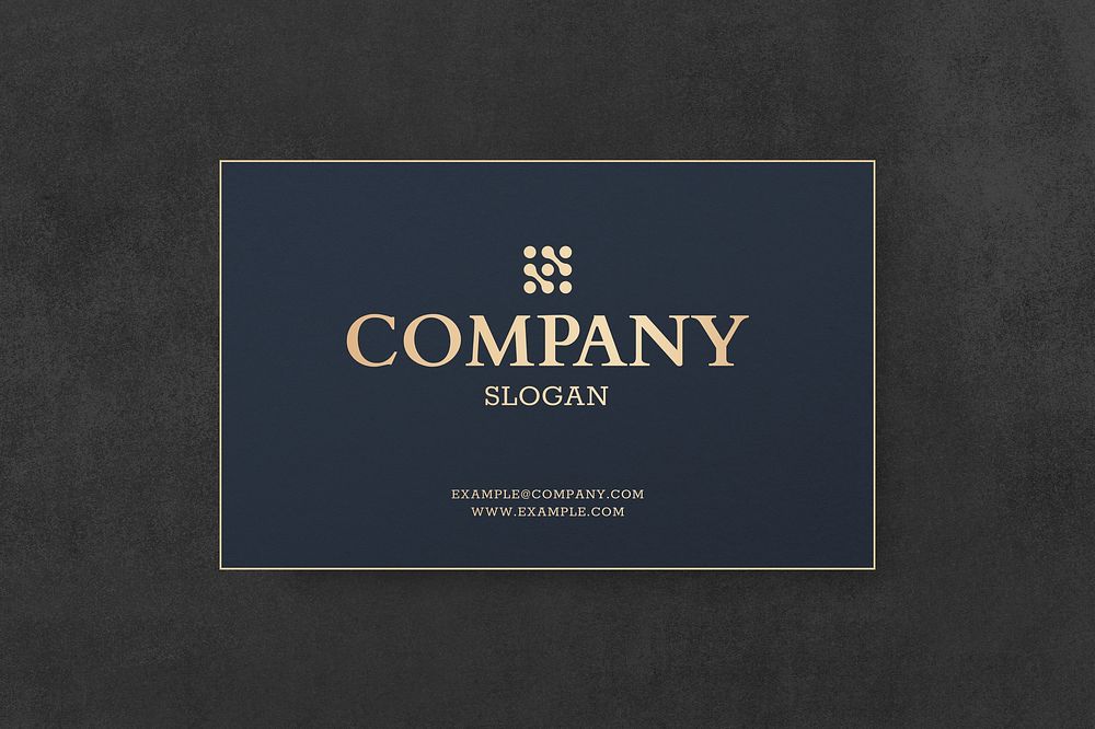 Luxury business card mockup psd in dark blue and gold tone