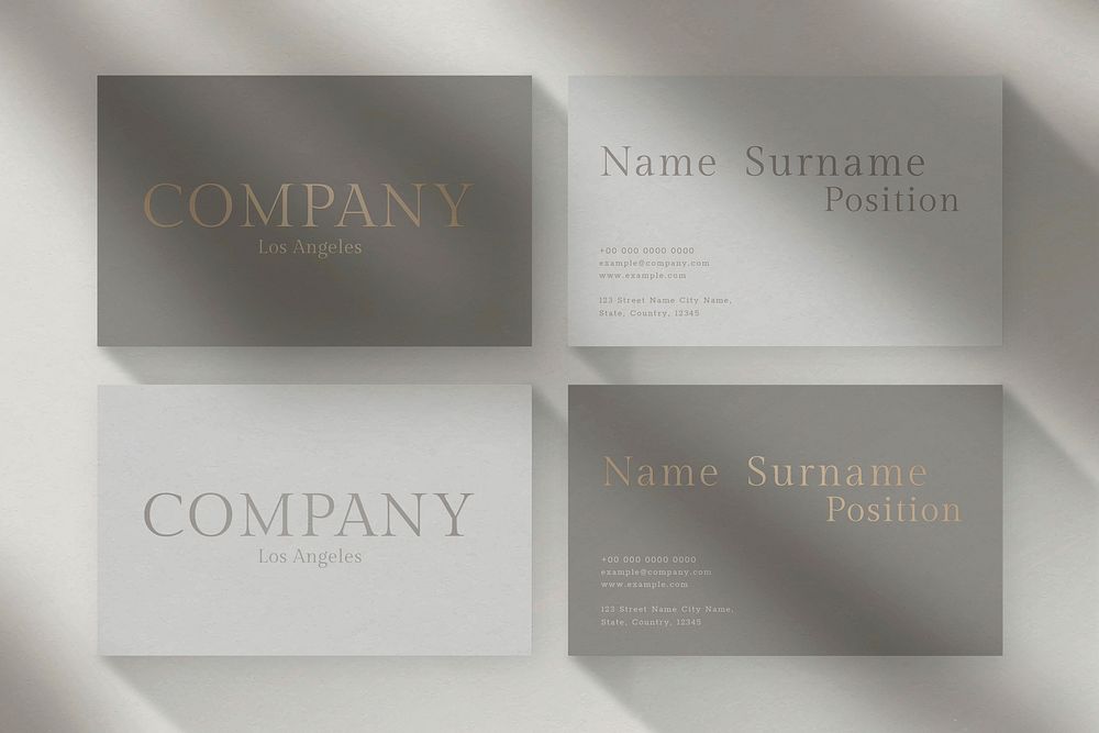 Luxury business card mockup vector with front and rear view