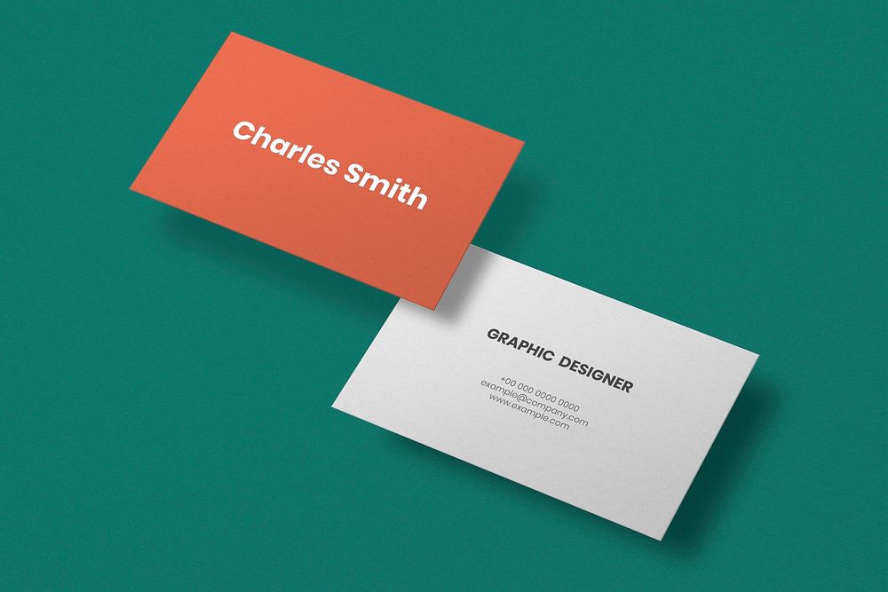 Simple business card mockup psd in orange and white with front and rear view