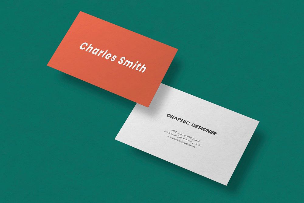 Simple business card mockup vector in orange and white with front and rear view