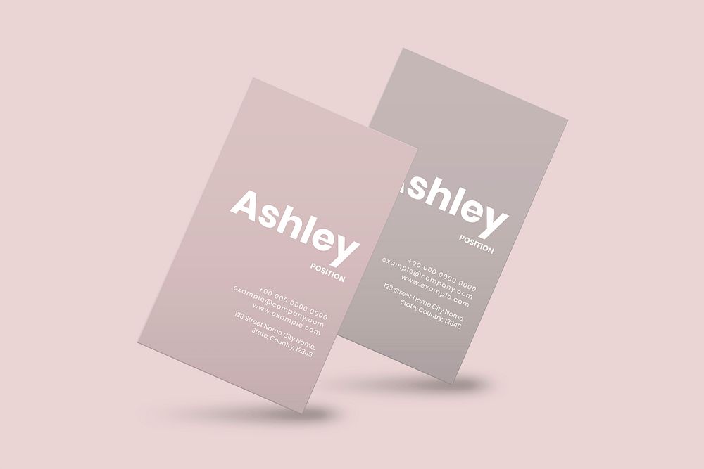 Business card mockup vector in pink tone with front and rear view