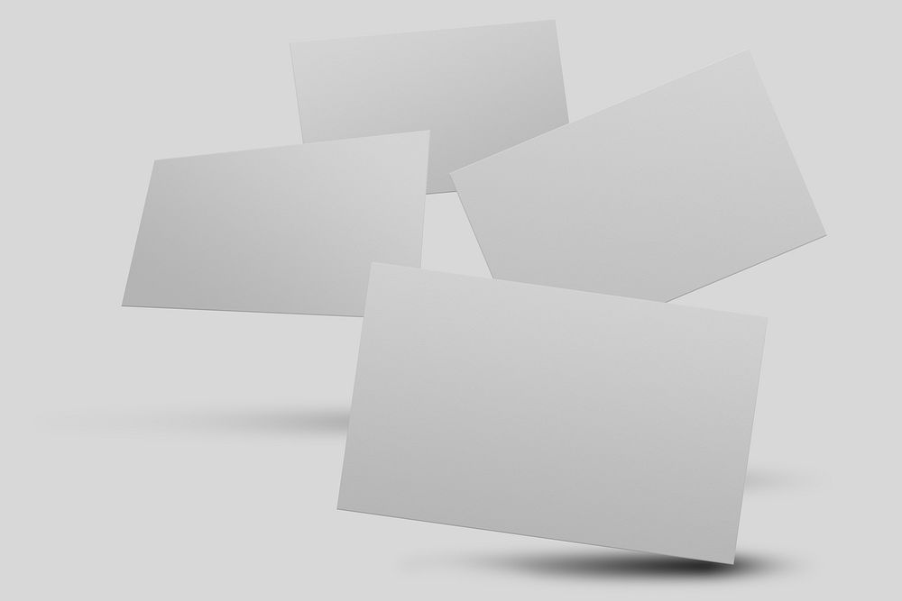 Blank light gray business card in front and rear view