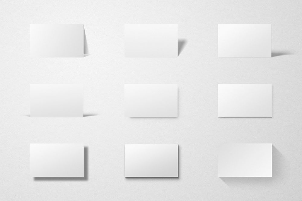 Blank business card mockup psd in white tone set