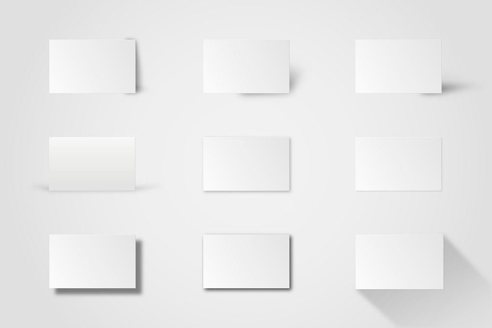 Blank business card mockup vector in white tone set
