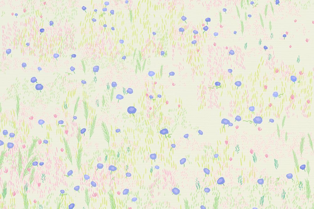 Sketched flower field psd background bird eye view social media banner