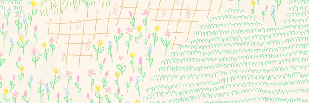 Summer flower field background monoline sketch email header