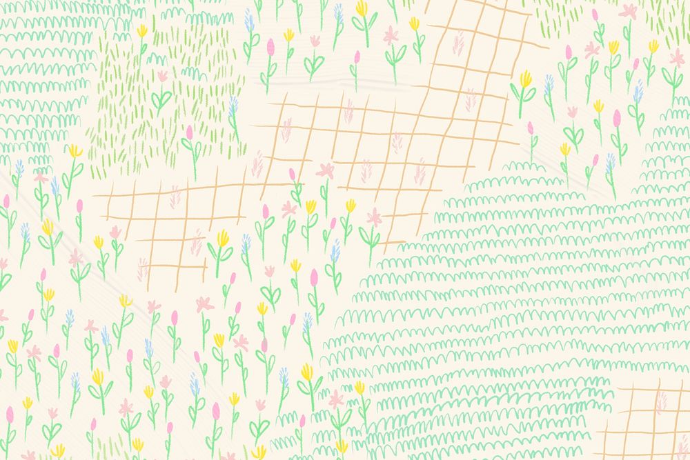 Summer flower field psd background monoline sketch newsletter