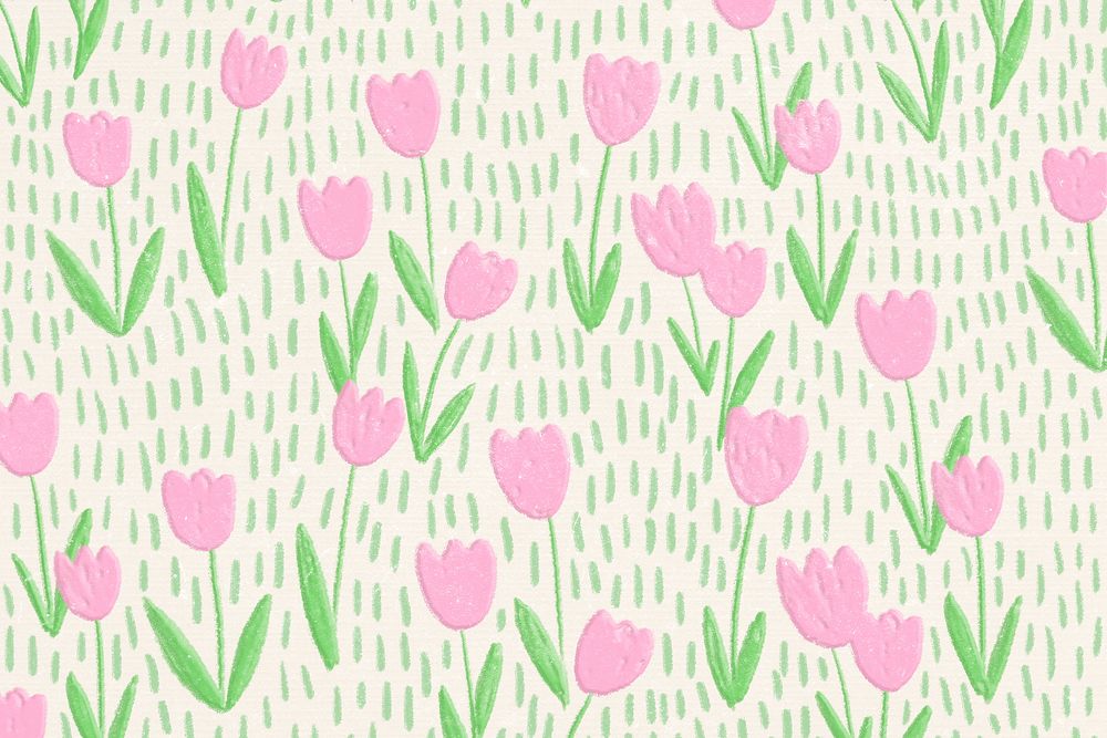 Pink tulip field psd background line art banner