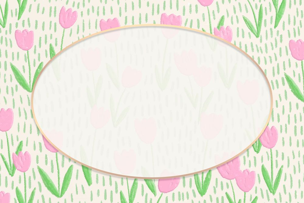 Round frame psd on tulip field background