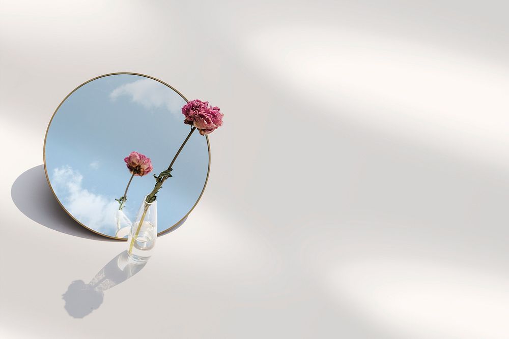 Aesthetic background psd of flower in a vase
