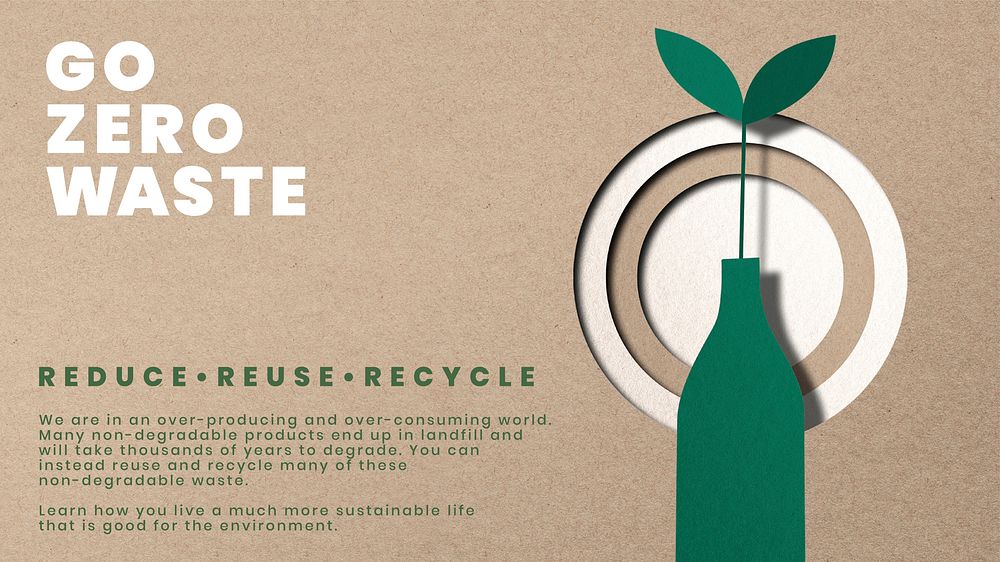 Reduce Reuse Recycle template vector go zero waste text