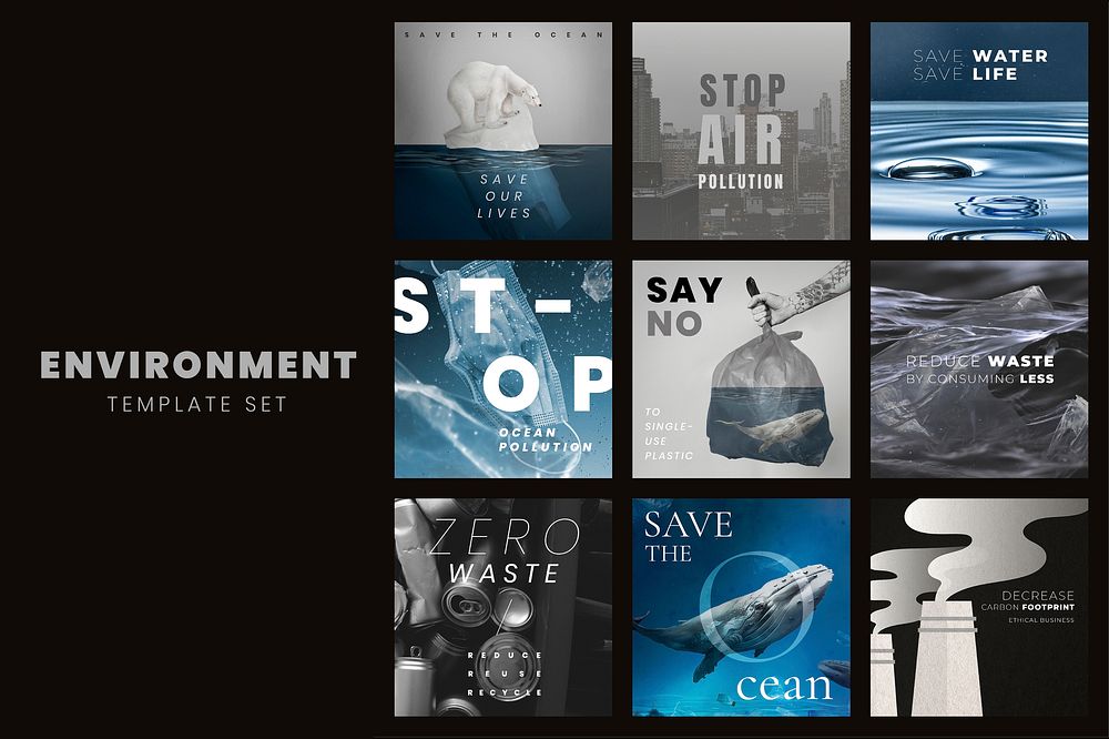 Save the planet templates vector for world environment day campaign set