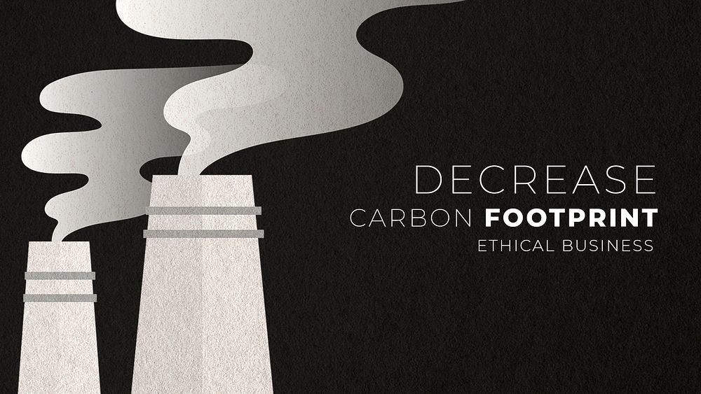 Carbon footprint reduction template psd with coal power plants gray air pollution