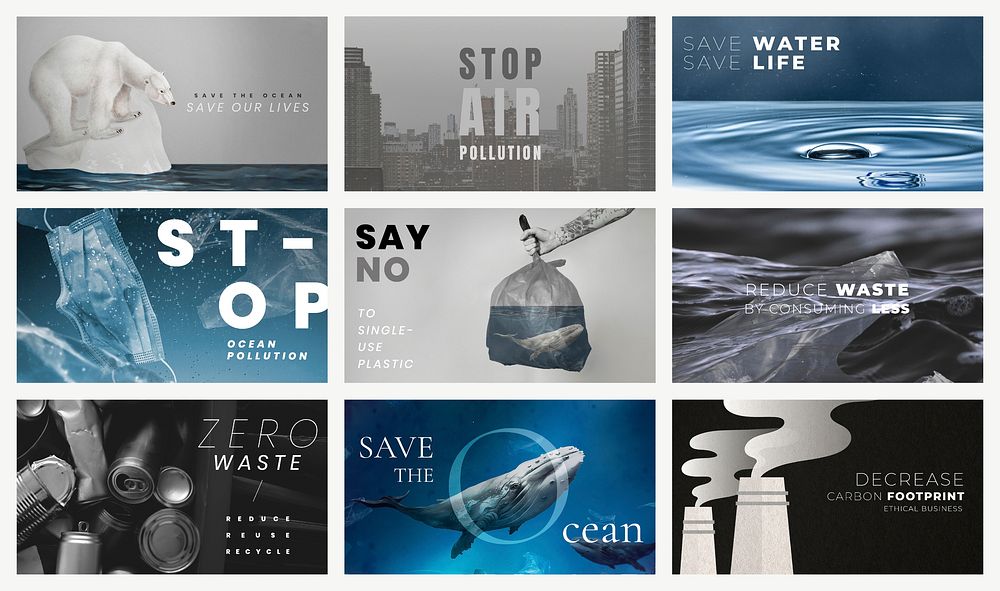 Save the planet templates psd for world environment day campaign set