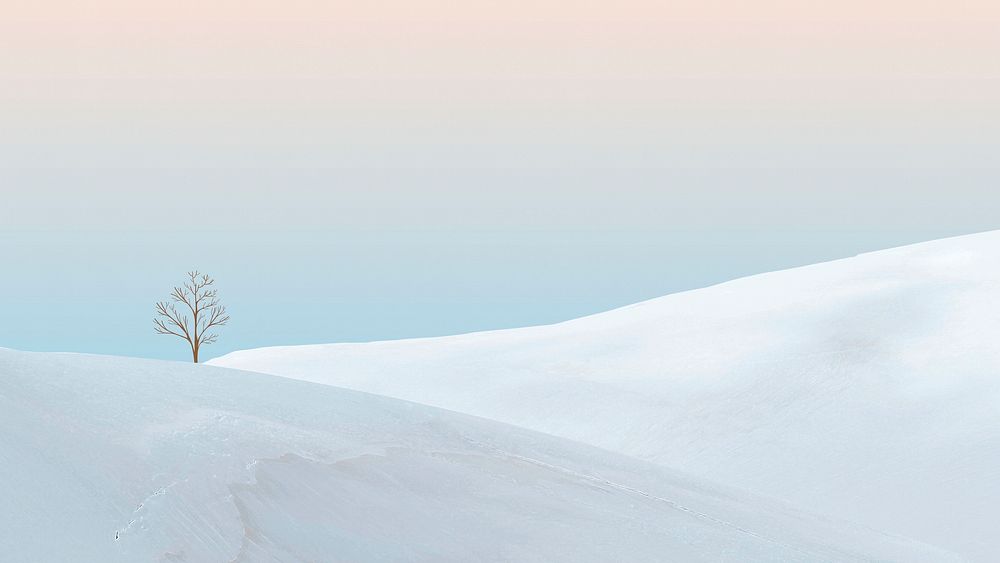 Creative background of minimal snow-covered mountain