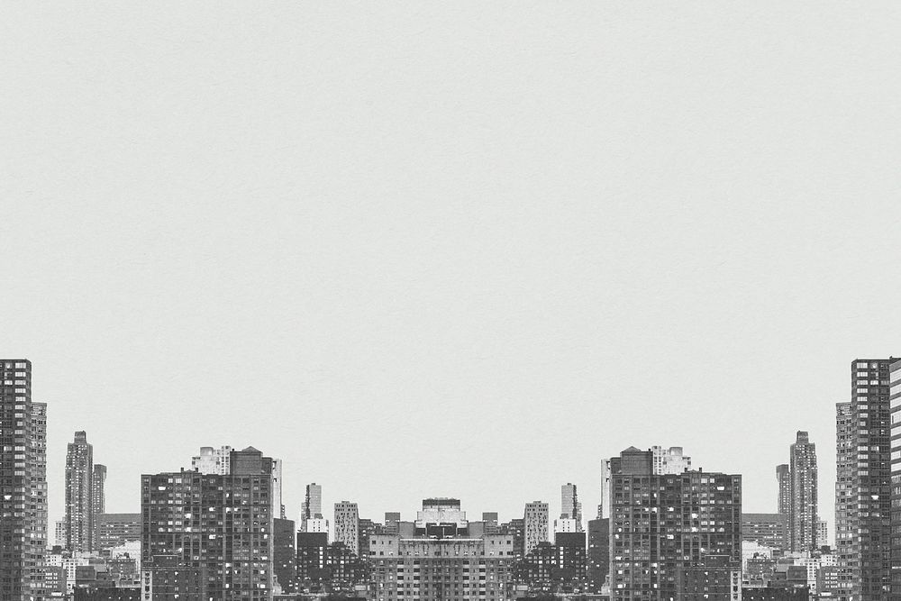 Creative background psd of grayscale cityscape design space