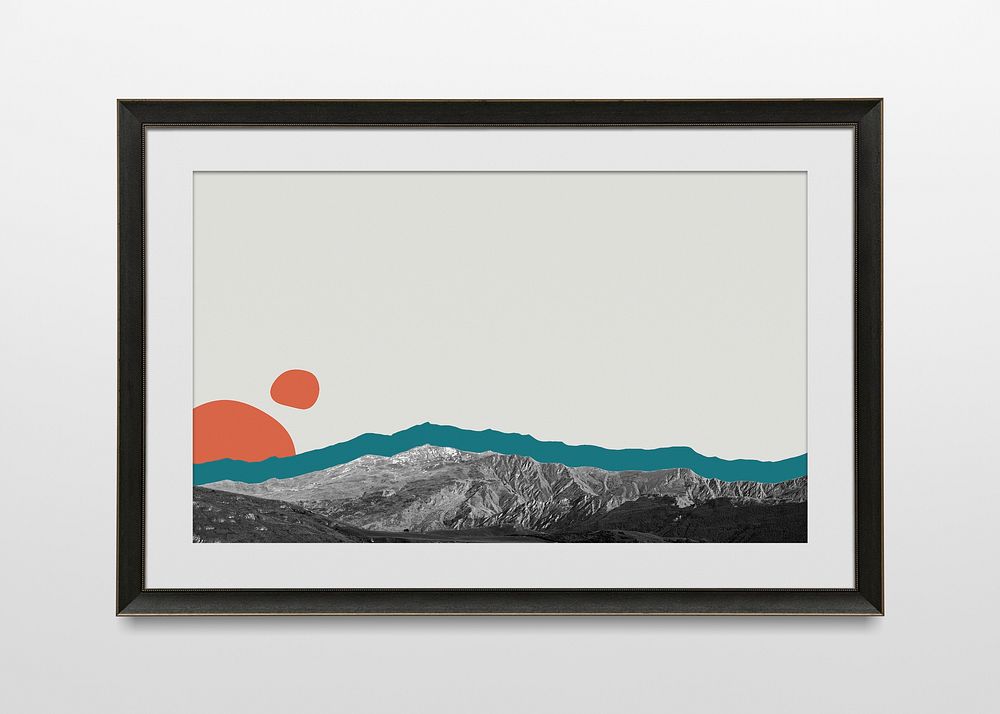 Frame mockup psd of minimal natural landscape