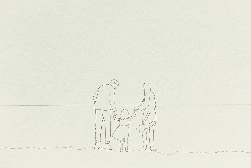 Family time background psd simple line drawing