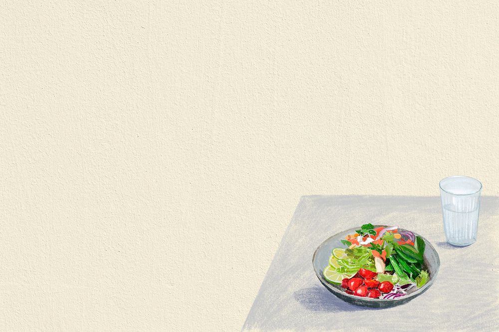 Salad background psd healthy food color pencil illustration