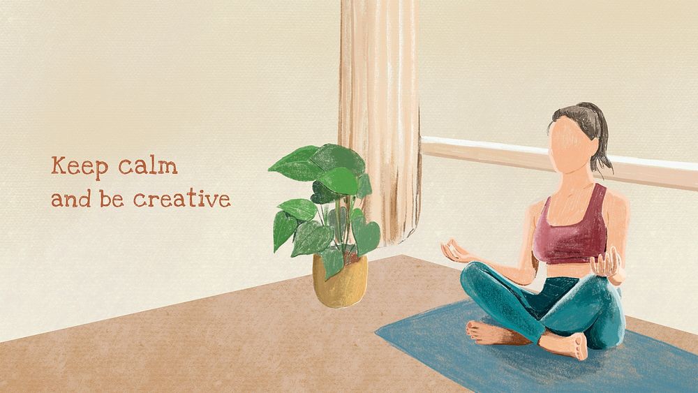 Yoga editable template psd with quote, keep calm and be creative