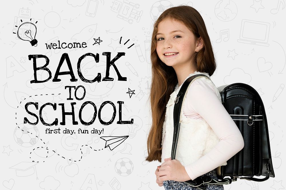 Back to school template vector with cute student