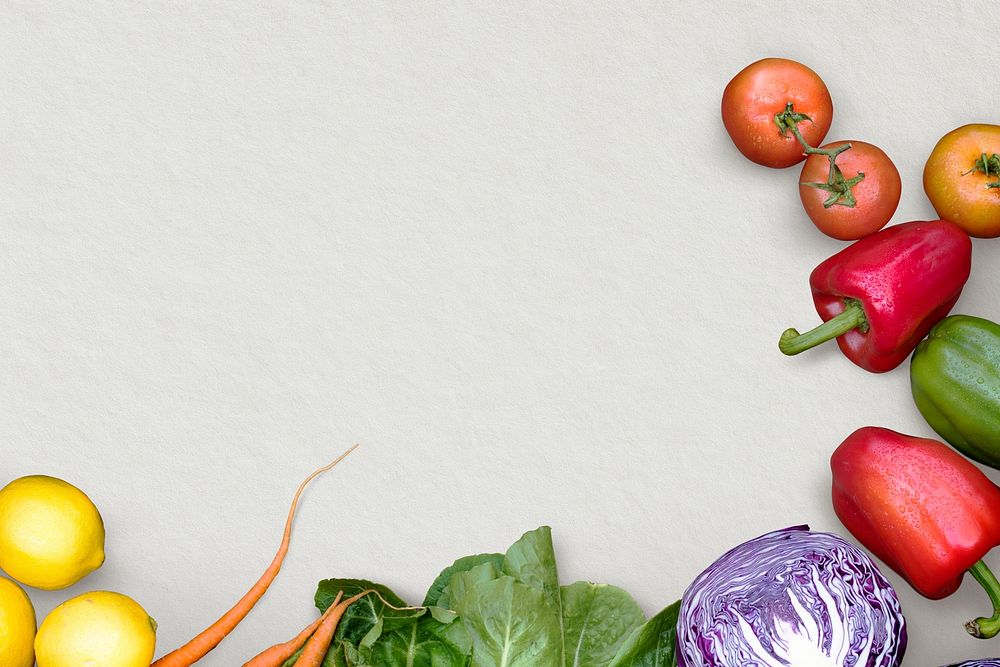 Vegetables border gray background psd for health and wellness campaign