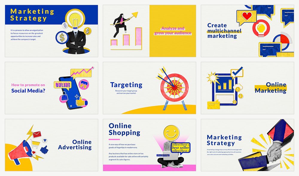Editable marketing templates psd for e-commerce business remixed media set