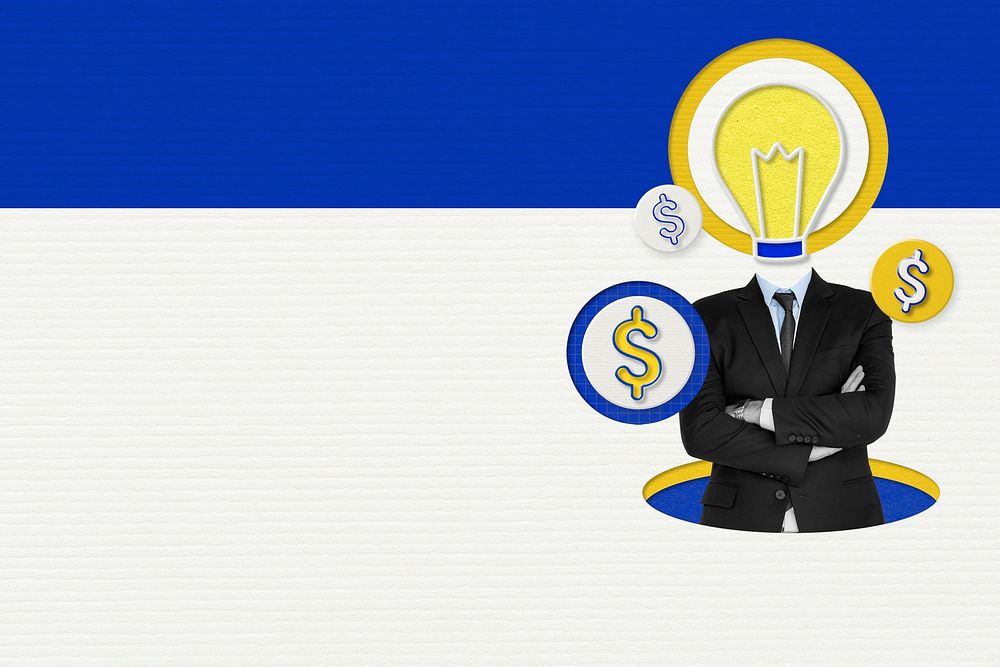 Creative businessman lightbulb background with growth marketing theme remixed media