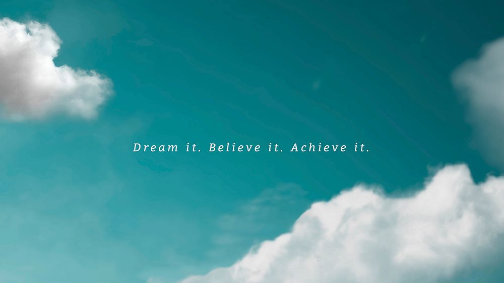 Green sky and clouds vector blog banner template with inspiring quote