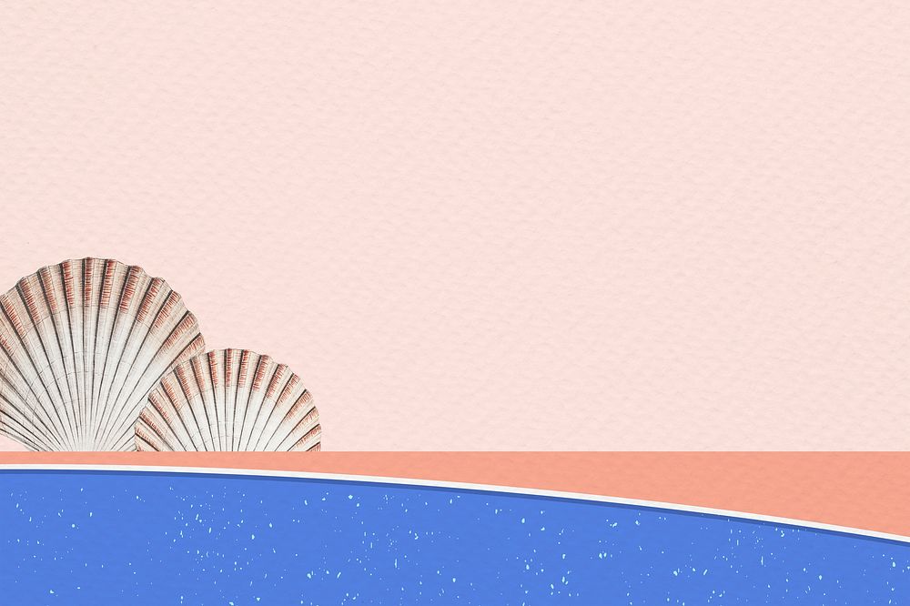 Beach background psd with clam shells, remixed from artworks by Augustus Addison Gould