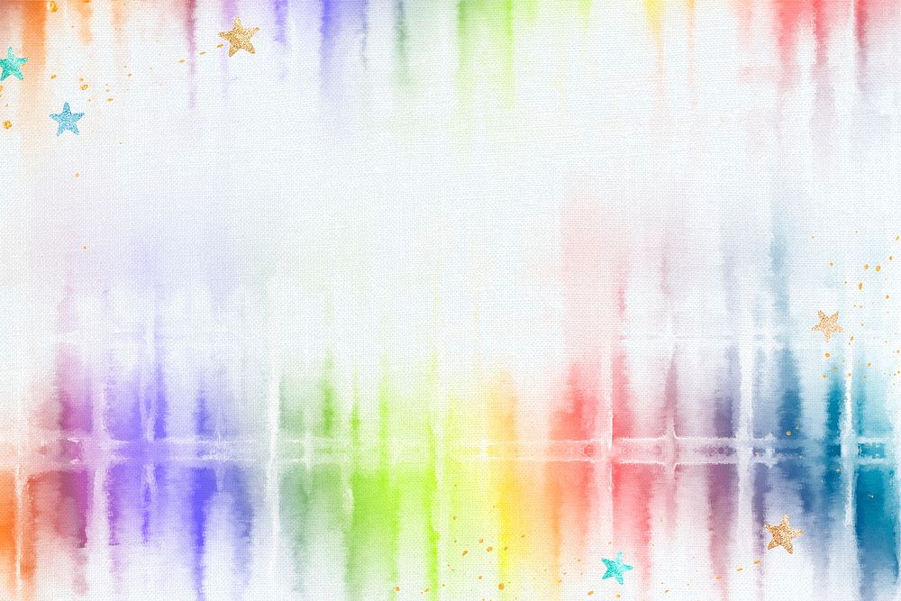 Tie dye background psd with rainbow watercolor border