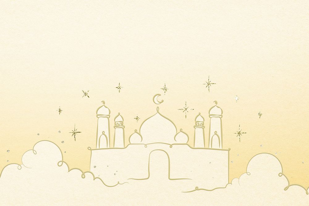 Yellow background psd with Arabic architecture
