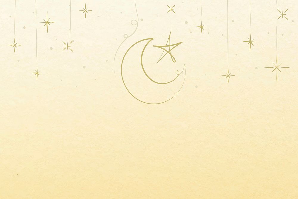 Ramadan yellow background vector with star and crescent moon border