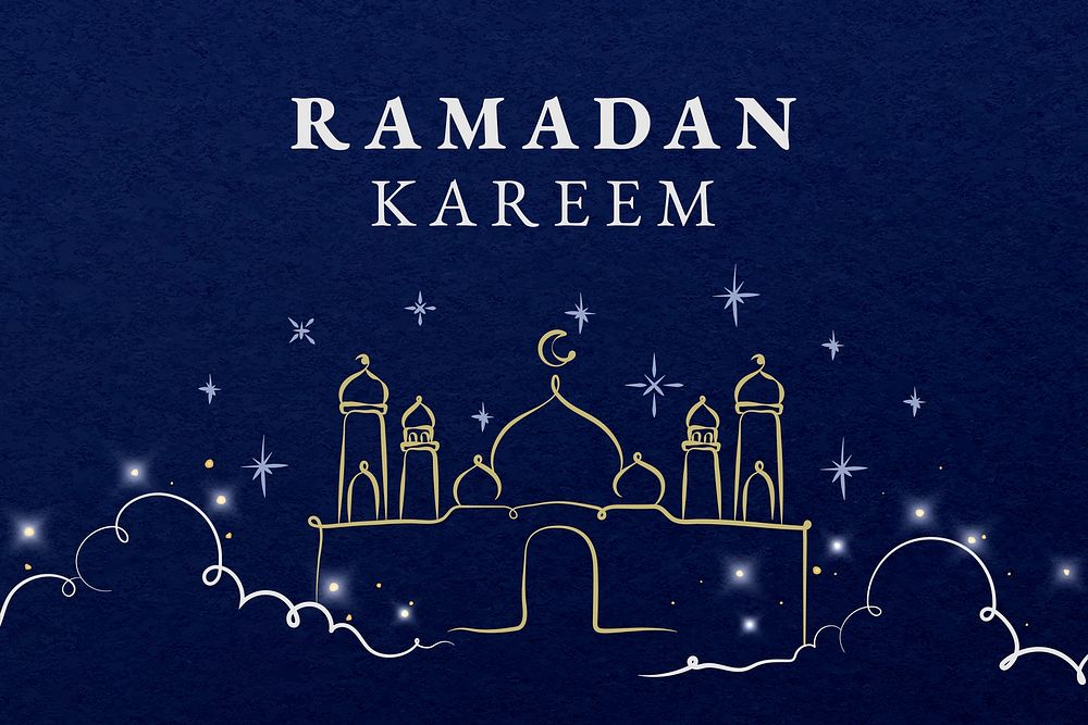 Ramadan greeting with Islamic architecture illustration for social media banner