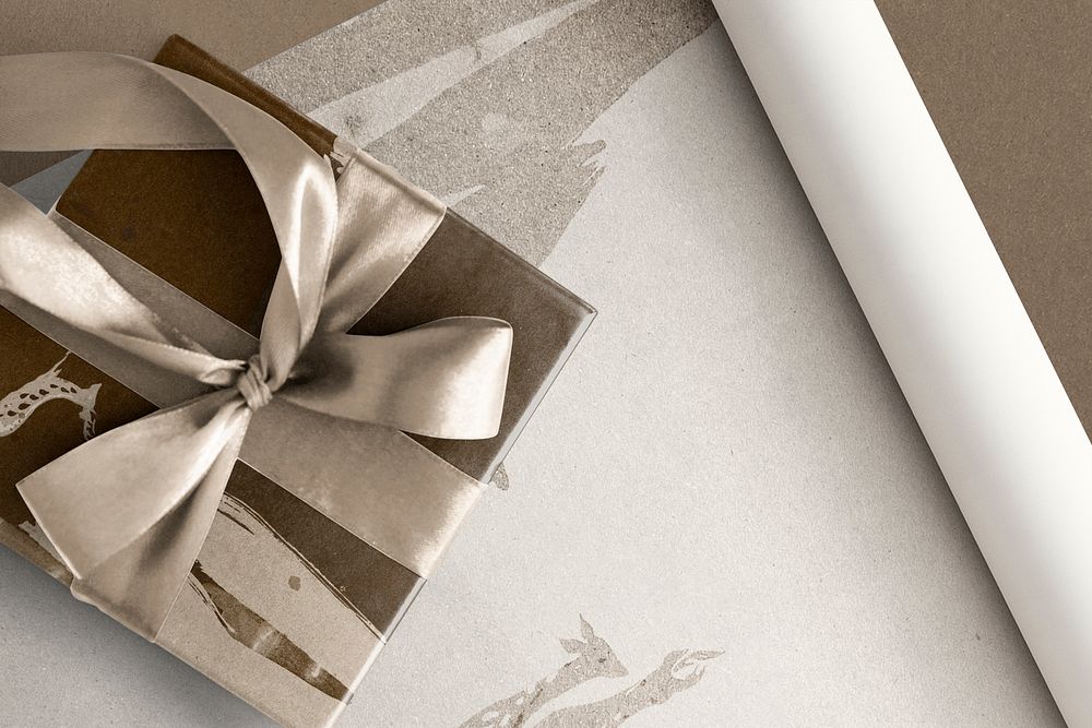 Christmas gift box mockup, aesthetic ribbon, realistic design psd