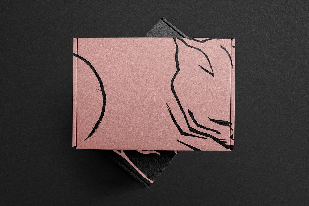 Pink cat paper box, small business packaging