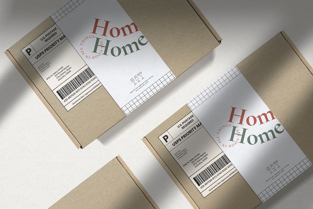 Christmas paper box mockup, package delivery psd