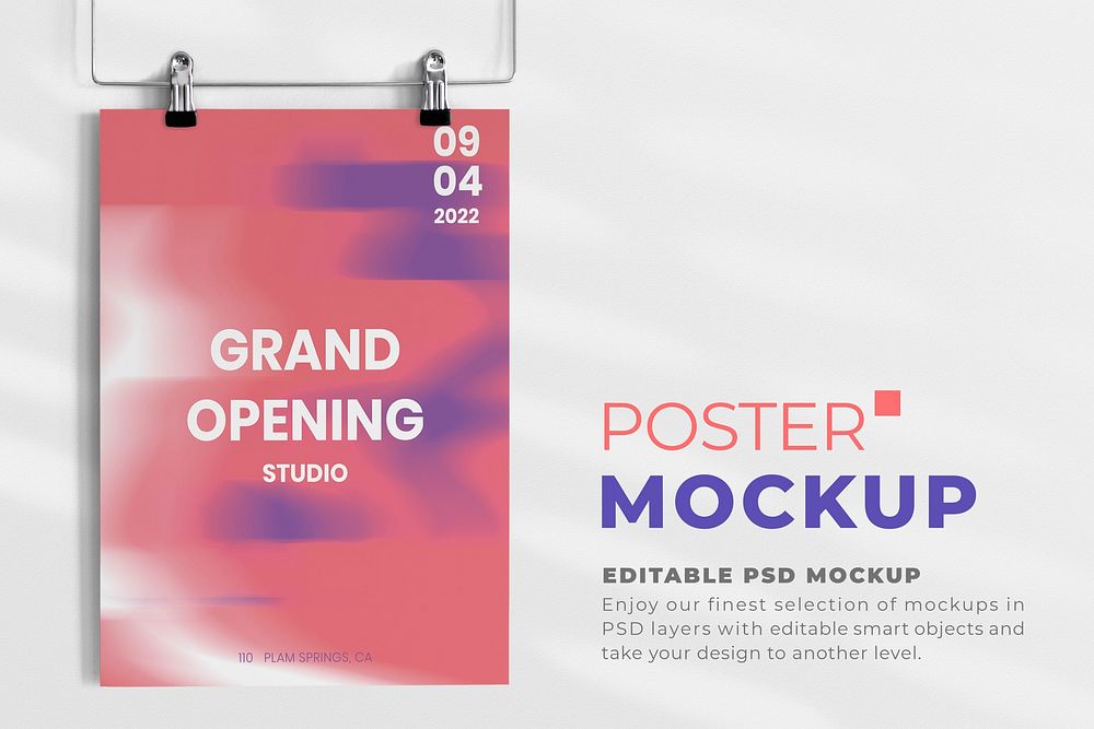 Editable clipped poster mockup psd for grand opening