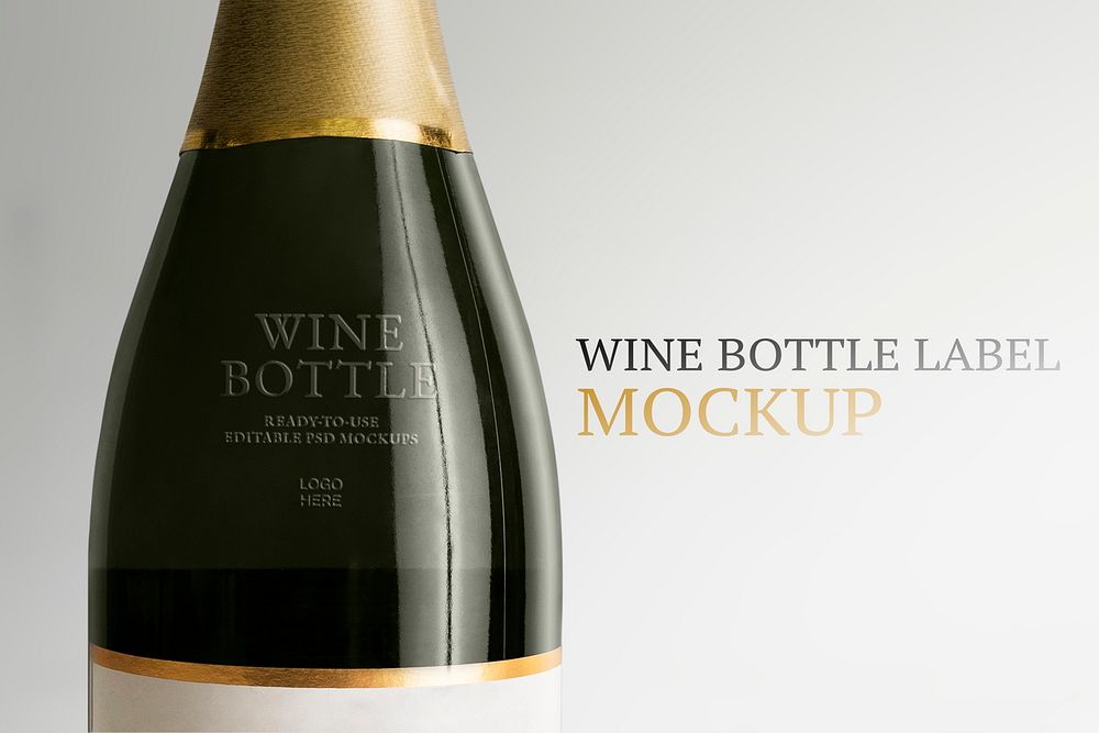 Wine bottle label mockup psd editable advertisement