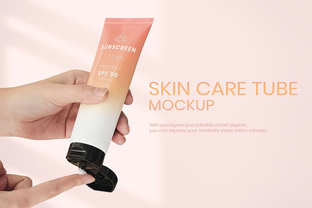 Editable collapsing tube mockup psd product packaging ad
