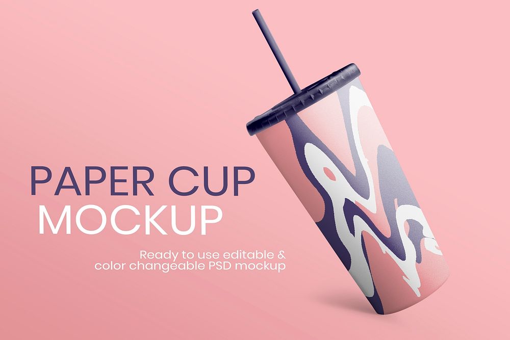 Colorful cup paper mockup psd editable advertisement