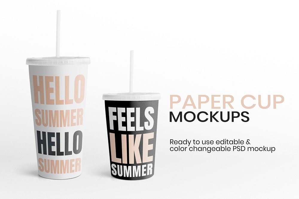 Paper cup mockup psd editable advertisement