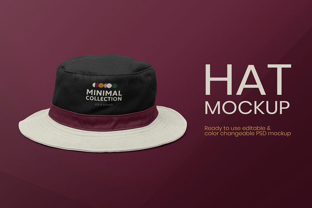 Editable bucket hat mockup psd apparel ad