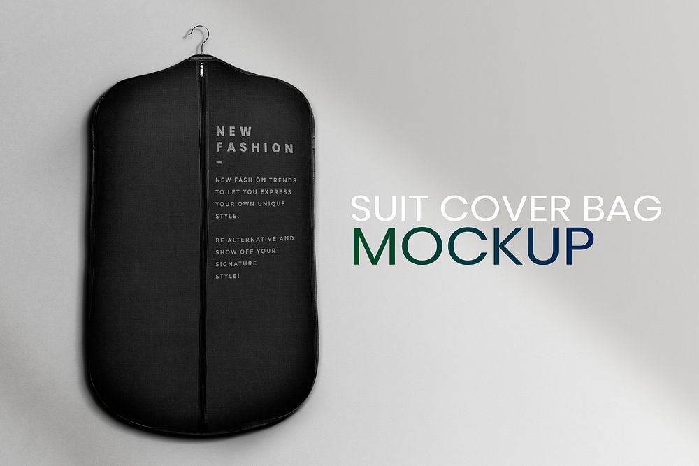 Suit cover bag mockup psd in black