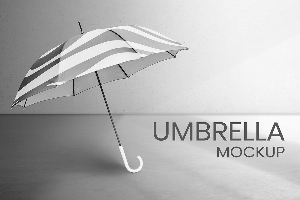 Gray patterned umbrella mockup psd editable product ad