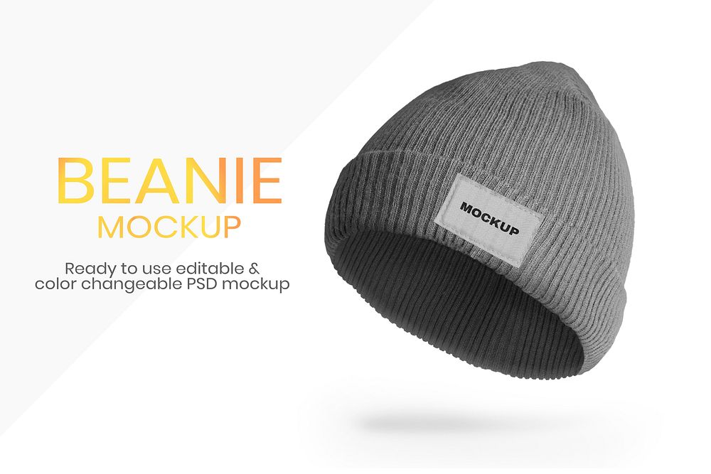 Beanie knitted hat mockup psd