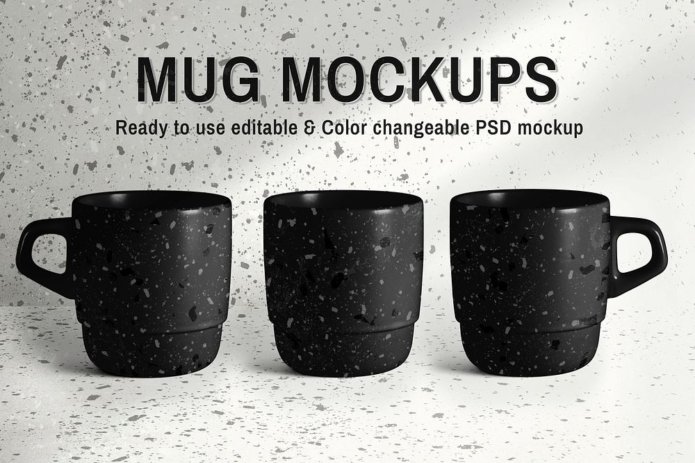 Editable terrazzo mug mockup psd product ad