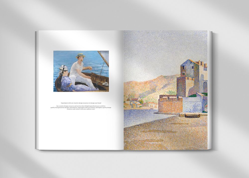 Book mockup psd with vintage illustration, remixed from artworks from &Eacute;douard Manet